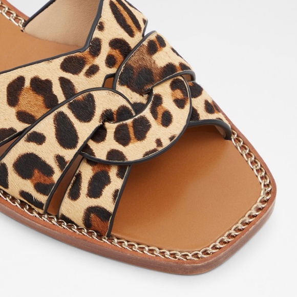 Rachel Zoe Farrow Cross Front Leopard Slides Sandals animal print mules flat 6.5 - Picture 10 of 14